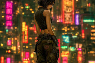 do city of cyberpunk character in illustration futuristic