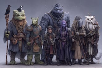 draw  party fantasy or game character design