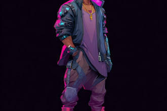 do awesome cyberpunk, sci fi, robot, mecha character concept art