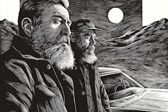 create handcrafted linocut style illustrations with bold