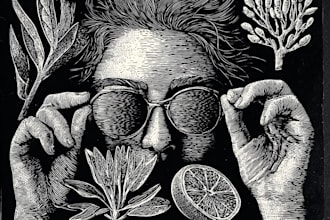 create hand carved linocut style illustrations