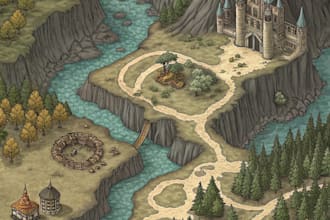 make you an amazing fantasy, rpg, dnd or dungeon battle map