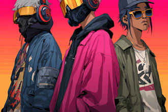 draw cyberpunk, lofi or streetwear anime illustrations