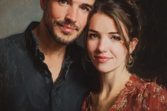 draw cartoon disney couple portrait