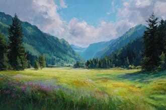 paint landscape in oil painting