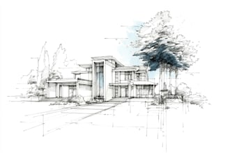 draw architectural sketches of buildings and houses