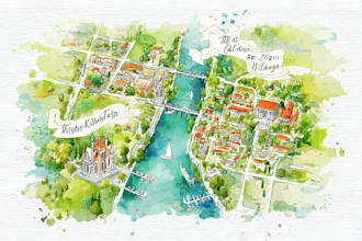 draw a custom illustrated map of any country, city or place