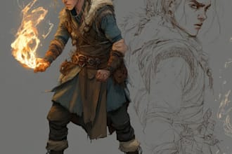 draw dnd character and dnd party illustration