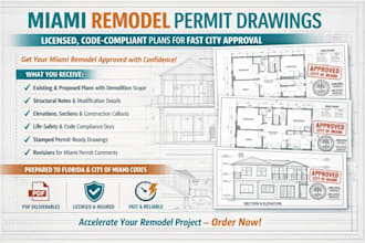 deliver stamped remodel permit drawings for homes in miami