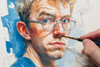 paint a portrait in traditional watercolor technique