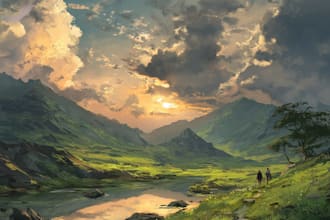 do stunning fantasy landscape, background illustration