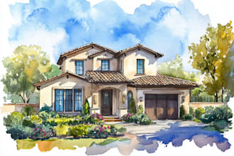 watercolor a house portrait