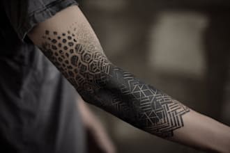 create sleeve tattoo design in geometric style