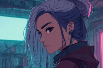create anime cyberpunk illustration