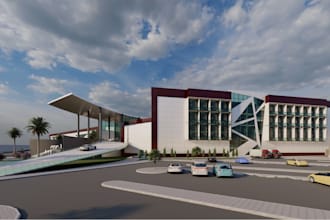 model 3d hotel elevation,landscape hotel environment render,park solution design