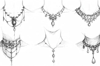 draw a jewelry design, illustration or a sketch of jewelry