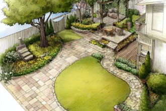 design front yard, backyard, home garden as landscape architect