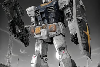 do custom digital 2d anime mecha art illustration