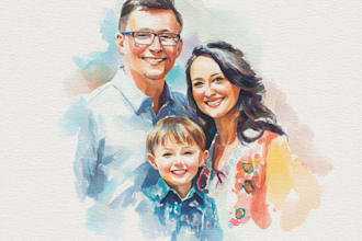 custom watercolor family portrait from photo