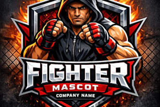 design high quality fighter mascot logo with t shirt design
