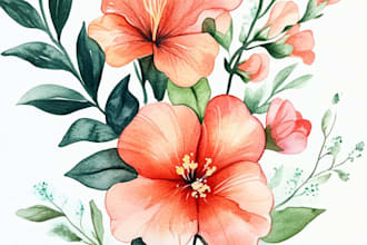 create botanical illustration flower, plant design