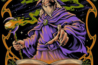 do custom psychedelic illustrations, logo, t shirts
