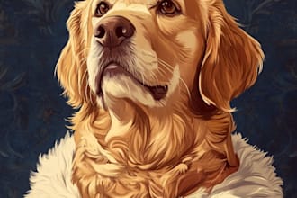 draw your pets portrait in my royal style illustration