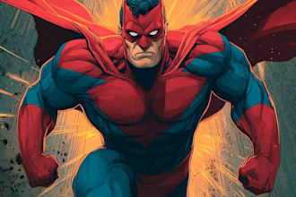 design action packed superhero comic scenes
