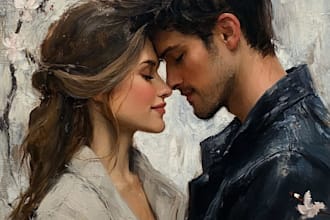 draw you a cute disney cartoon couple portrait