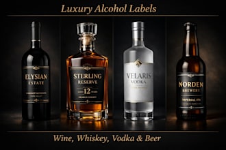 design custom luxury alcohol bottle labels for wine whiskey vodka gin and beer