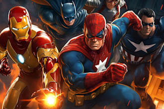 design superhero character design concept art for your comic