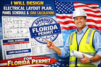 design electrical layout plan, panel schedule, load calculation and ev charger