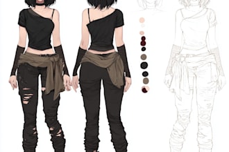 draw character sheet for your oc anime, waifu and husbando