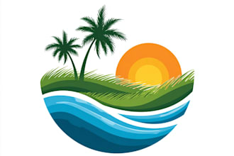design beach landscape and lawn care logo