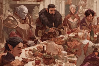 design an your dnd group party illustration