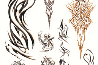 professional tribal tattoo design illustration