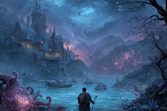 draw fantasy book cover, illustration