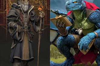 create tarot and card game with fantasy character