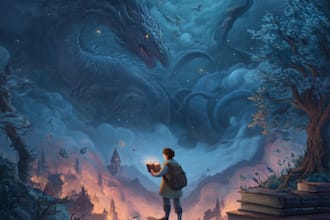 draw fantasy book cover, illustration