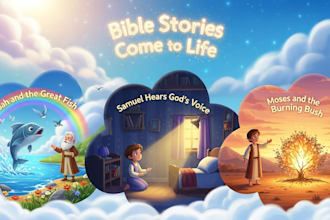 create bible themed children story book illustration