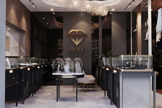luxury jewelry store design,function layouts space,modern retail interior render