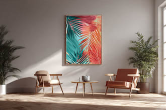 design abstract printable tropical palm leaf wall art