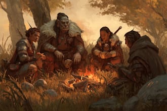 draw  art character, game art, fantasy art and dnd party