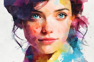 draw a sketchy watercolor portrait for you