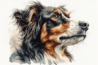 draw watercolor pet portrait