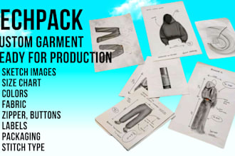 production ready design and tech pack for garment manufacturers