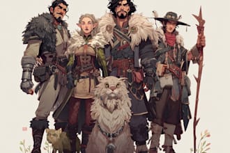 make fantasy dnd party and design dnd party art