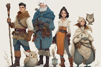 paint dnd character or dnd party art illustration