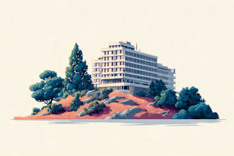 create a landscape and urban vector art illustration