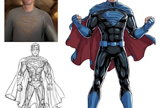 make a super hero comic or character illustration